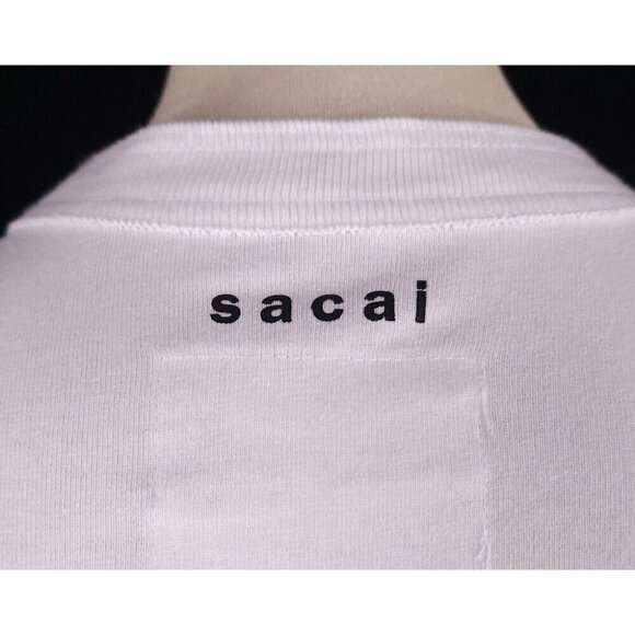 Sacai Get Lifted Long Sleeve T-Shirt 3 L Mens White Logo New RARE - Picture 7 of 13